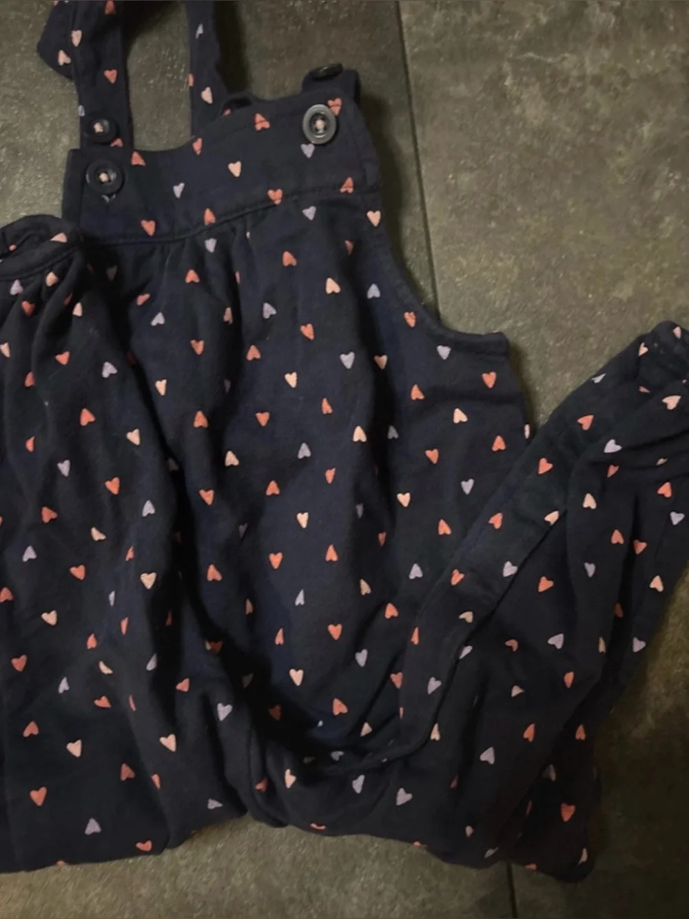 Carter's Navy Overalls with Pink Heart Print